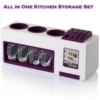 All in One Spice Rack and Bottle Holder Set - Purple
