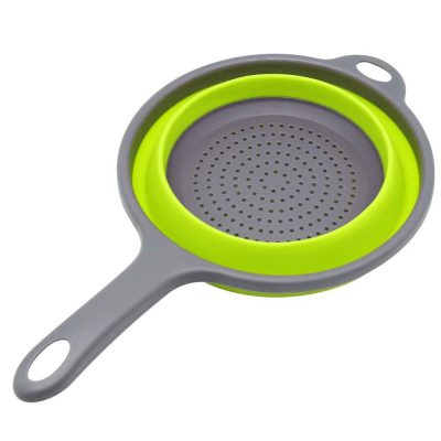 1 PC Silicone Skimmer folding colander Fold-able Drain Basket with Handle Creative Retractable Washing & Draining for Vegetable & Fruits
