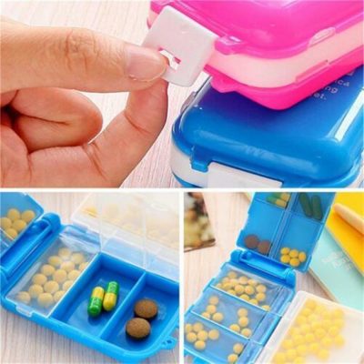 Multipurpose Plastic 8 Compartments Pill Case / Jewelry Box - Multicolor