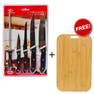 5 Pcs Knife Set with Free Small Wooden Chopping Board