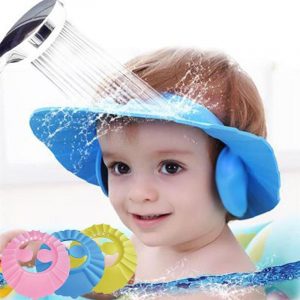 Adjustable Baby Kid Toddlers Hair Wash Hat Shampoo Bath Bathing Shower Shield Guard Baby Shield Ear Protection Cap boy - Blue