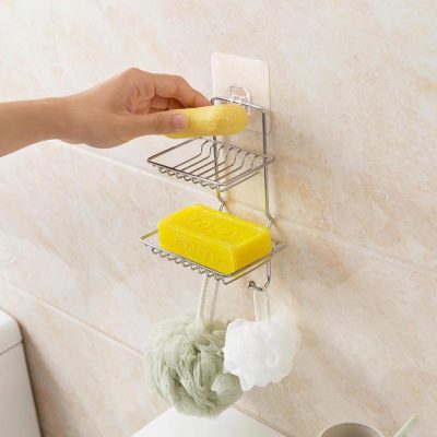 Wall Mount Stainless Steel Double Layer Soap Holder