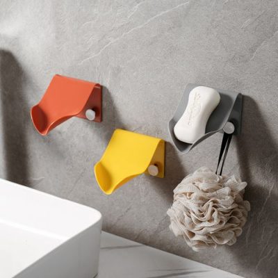 No Drilling Soap Holder Sink Sponge Drain Box Creative Suction Cup Soap Storage Drying Rack Cleaning Brush Case Bathroom Supplies