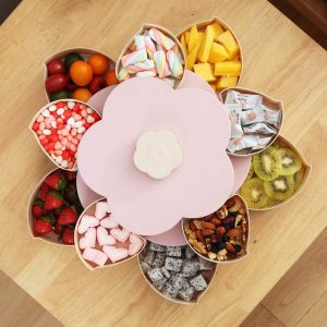 Candy Box Pattern Rotating Flower Two-layer Party Tray Snack Box Tray Dish Platter
