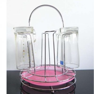 Stainless Steel Glass Stand With Plastic Tray