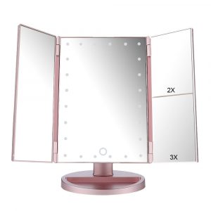 24 LED Lights Vanity Makeup Mirror Touch Screen Lighted Tabletop Cosmetic Mirror