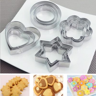 Multi Shape Cookies Cutter - 12 Pcs - Silver
