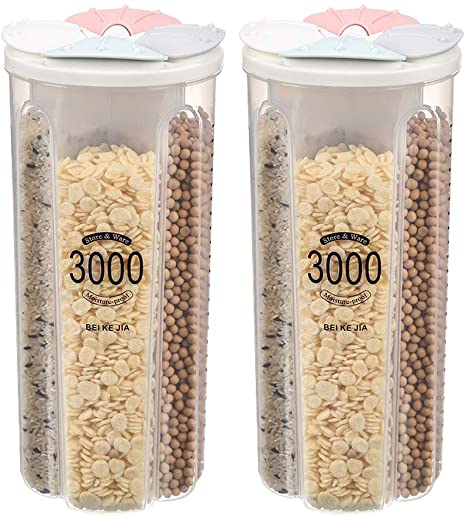 Food Storage Covered Jar Grains Plastic Compartment Storage Tank 3000ml