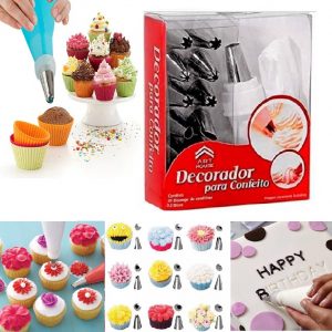 Cakeware 15 Piece Cake Decorating Set Frosting Icing Piping Bag Tips With Steel Nozzles