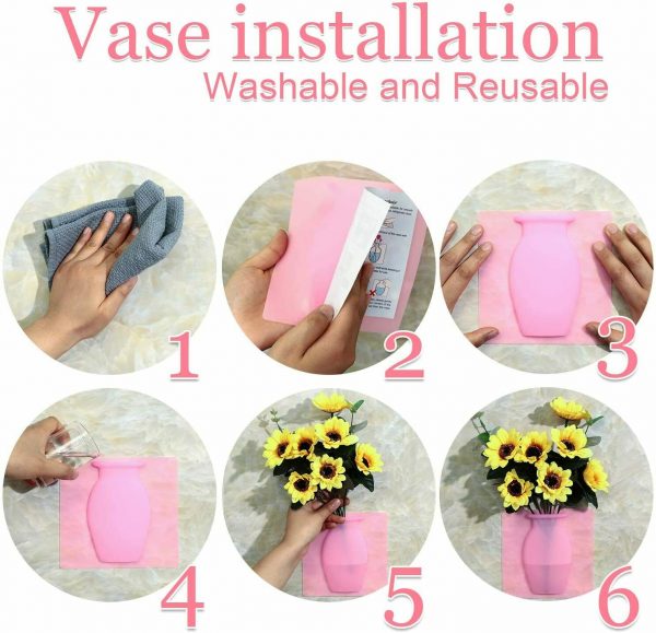 Silicone Vase Magic Rubber Silicone Sticky Flower Wall Hanging Vase Container Floret Bottle Plant Pot Container Reusable Hang