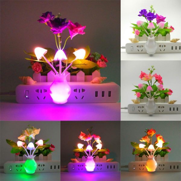 Mini Romantic Mushroom Night LED Light Sense Control Flower Lamp Wall Decor Home