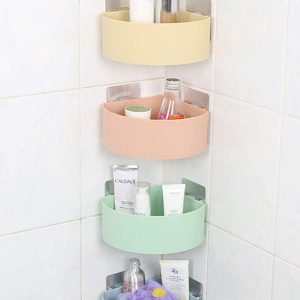 pack of 3 Adhesive Triangle Corner Shelves Plastic Bathroom Kitchen Storage Organize Shelf Rack