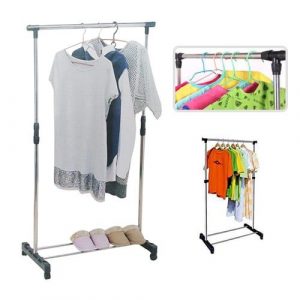 Single Pole Telescopic Portable Cloth Rack/Cloth Drying Stand Stainless Steel With Wheels