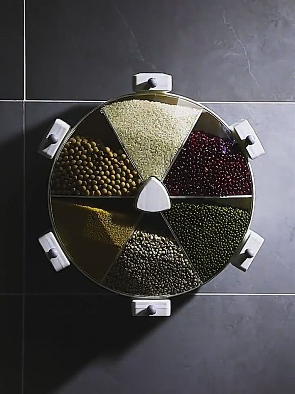 360 Rotating Wall-mounted Star Cereals/Grains Storage Grids Box