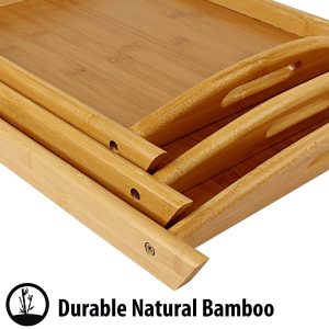 Premium Quality Set of 3 Bamboo Wooden Multipurpose Tray for Serving Food, Breakfast, Refreshment etc. (Set of 3 Different Sized Trays)
