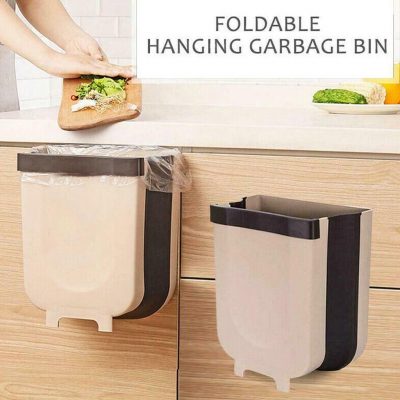 Kitchen Cupboard Back Hanging Trash Can Collapsible Small Garbage Waste Bin for Kitchen Cabinet Door