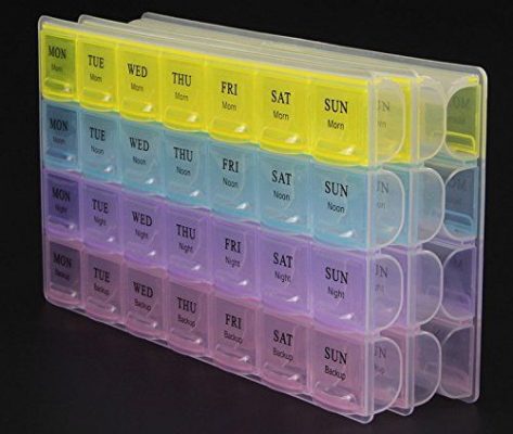 Monthly Pill Box am/pm Pill Organizer box for 7 Days 28 Compartments pill packaging box