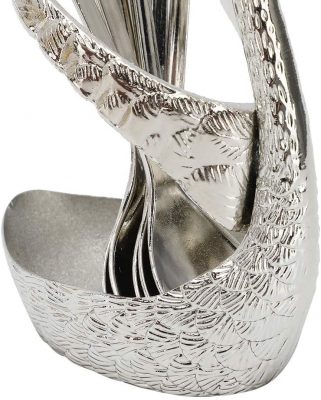 Pack of 6 Stainless Steel Spoon Set with Swan Holder