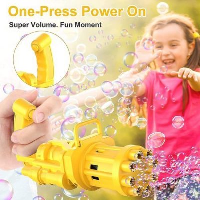 8 Hole Bubble Gun Machine – Massive Bubble Gattler Toy gun With Bubble liquid for Kids – Automatic Electric Bubble Maker Machine glue Gun – Assorted Random Color