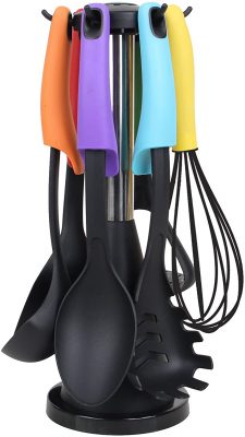 6pcs Kitchen Tool Set,BPA-Free Non-stick Nylon Silicone Cooking Utensil Tools with Stands Holder