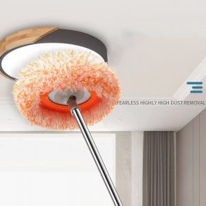 1pc 360 Rotating Floor Mop, Retractable Mop, For House, Home, Floor, Wall Cleaner, With Long Handle, Cleaning Tool, Orange