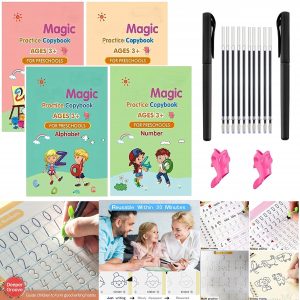 Magic Practice Copybook for Kids, Children Reusable Handwriting Practice Copy Books for Preschools Magic Workbook Letter Writing Book