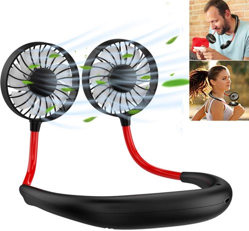 Wearable Cooler Fan with Dual Wind Head for Traveling Outdoor Office