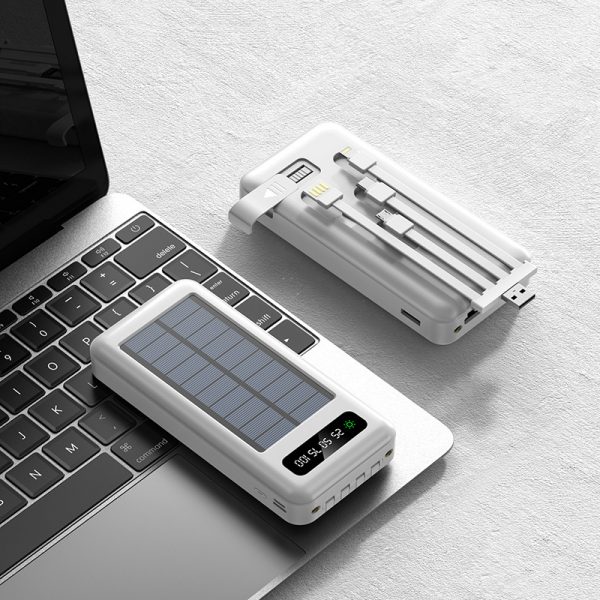 Solar energy comes with four wires, 20000 milliamperes, 50000 large capacity power banks, lightweight and thin shared mobile power supply